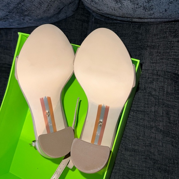 NEW SAM EDELMAN YARO BLOCK HEEL SANDAL CLASSIC NUDE LEATHER SIZE 7 - Picture 6 of 8